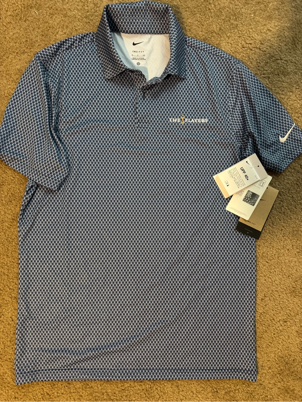PGA Tour Blue Micro-Pattern Performance Polo
